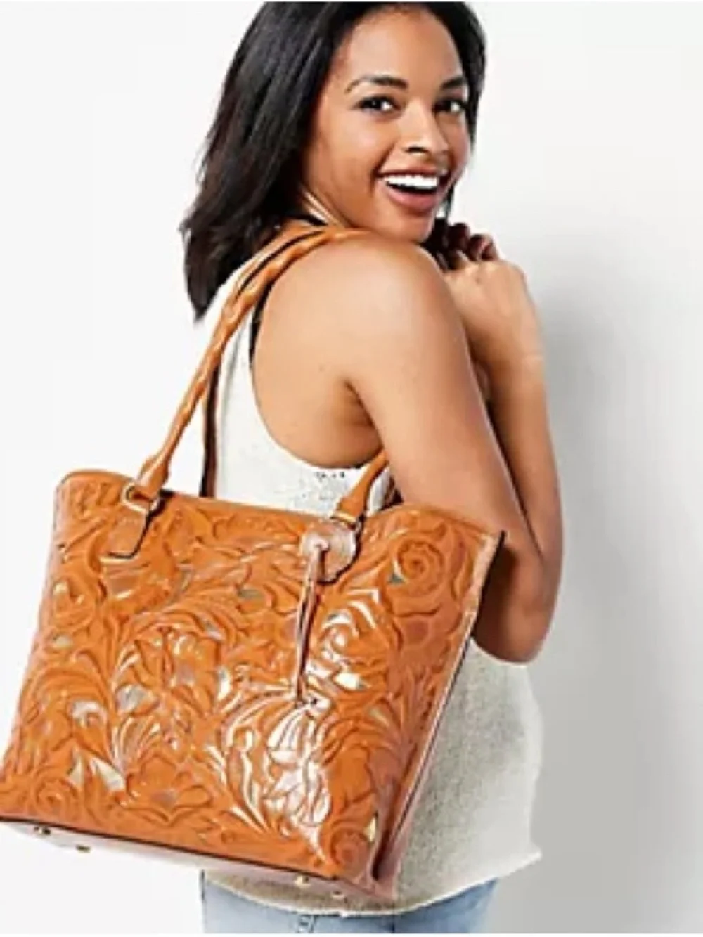 Patricia Nash Leather Cutout Adeline Tote Bag Purse NWT and dust bag